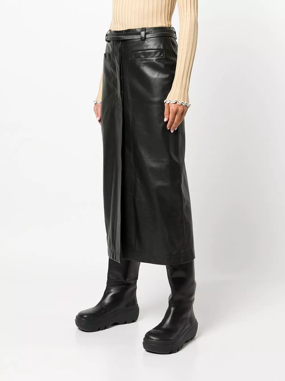 Affordable Proenza Schouler belted leather midi skirt Women 0119