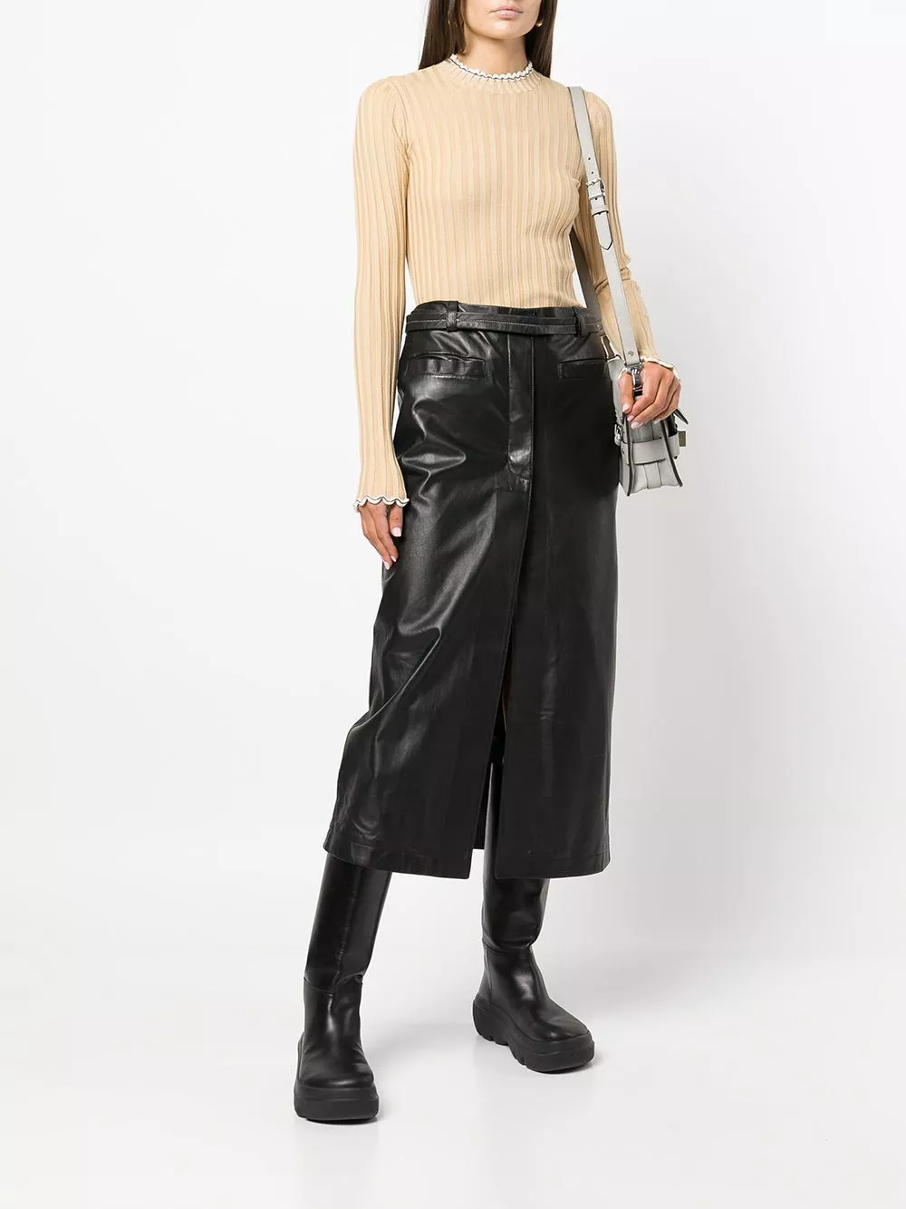 Affordable Proenza Schouler belted leather midi skirt Women 0119